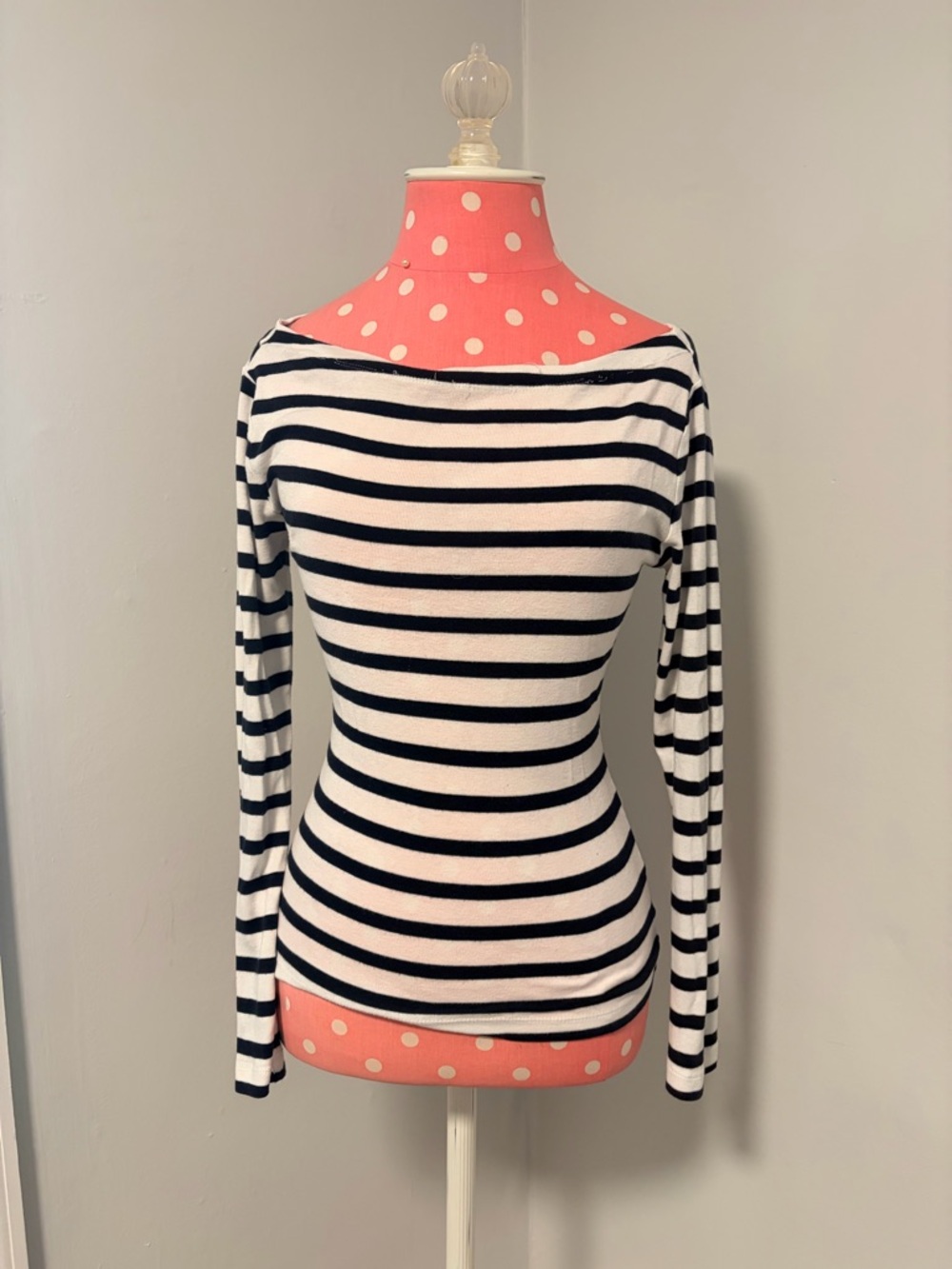 Striped Boatneck Long-Sleeve Top - Black & White